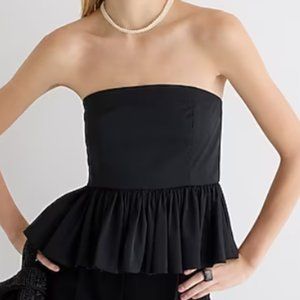 Jcrew Strapless Taffeta Peplum Top